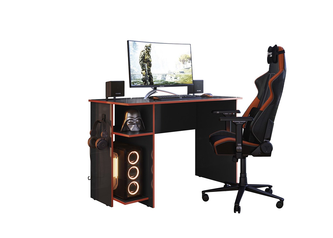Mesa para Computador Gamer - Preto Fosco/vermelho - 2
