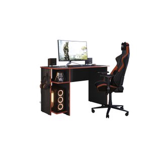 Mesa para Computador Gamer Preto Fosco com Vermelho - Qmovi