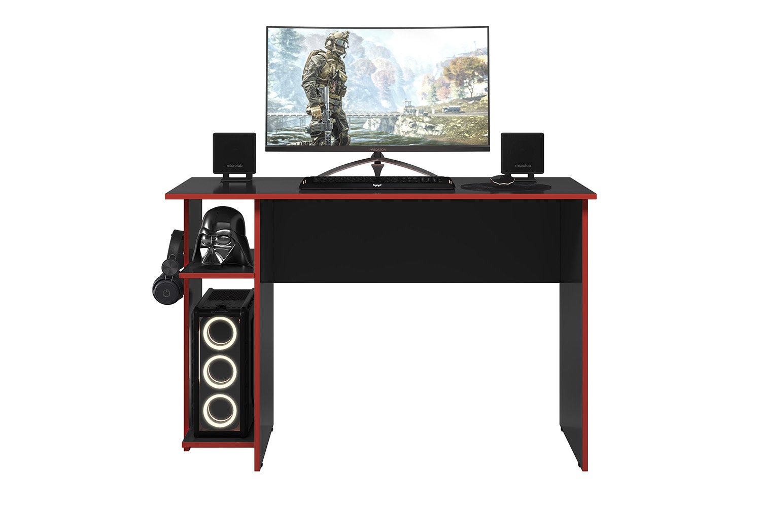 Mesa para Computador Gamer - Preto Fosco/vermelho - 3