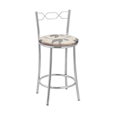 Kit 2 Banquetas Cromadas Assento Espuma D15 Treparoni Bege