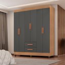 Ver imagem 1 de Guarda Roupa Casal Lite Ambiente 6 Portas Nature Cinza – Móveis Leão