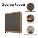 Ver imagem 4 de Guarda Roupa Casal Lite Ambiente 6 Portas Nature Cinza – Móveis Leão