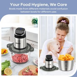 Processador de Alimentos Ganiza 450w, 2 Velocidades, Tigelas de Aço Inox e Vidro - 4