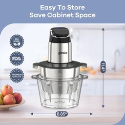 Processador de Alimentos Ganiza 450w, 2 Velocidades, Tigelas de Aço Inox e Vidro - 8