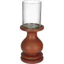 Ver imagem 1 de Castiçal Porta Vela Decorativo Home&co Madeira / Vidro 30x10x10cm Marrom