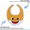 Kit Babador Infantil Para Bebê Com Bolso Coletor e Botão 2 Unidades Baby Shark BabyGo - Amarelo e Az - 3