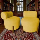 Ver imagem 7 de Kit 2 Poltronas Decorativa Mônaco Couro Amarelo