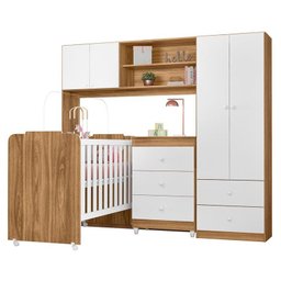 Dormitório Infantil Sophia Conjugado, Cômoda e Berço Nature/branco - Peternella Móveis - 1