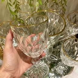 Conjunto 6 Taças de Água de Vidro com Fio de Ouro Diamond - 2