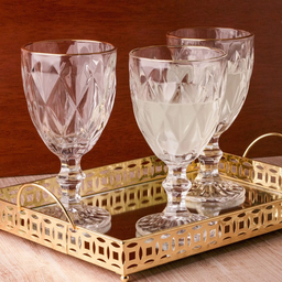 Conjunto 6 Taças de Água de Vidro com Fio de Ouro Diamond - 3
