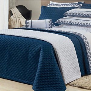 Jogo de Cama 200 Fios 4 Peças Reale Azul 193x203cm