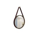 Ver imagem 1 de Espelho Decorativo Adnet Marrom Alça Corino Café 20cm Redondo
