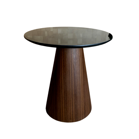 Mesa Cone Lateral Base Imbuia Rajado Tampo 51 cm Laca Preta - Marrom