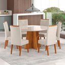 Ver imagem 2 de Mesa de Jantar 6 Lugares Calm com Vidro Mel/marfim/off White - Viero Móveis