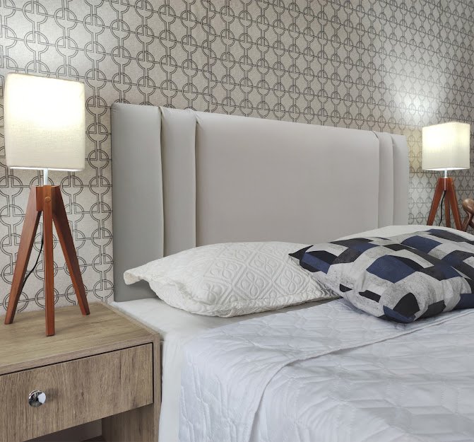 Cabeceira Queen Estofada Siena Vertical Double Corino Bege 160 X 120 RBL