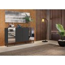 Ver imagem 2 de Aparador Buffet 4 Portas Com Espelho Retrô Vegas V3562 Preto Preto