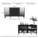 Ver imagem 6 de Aparador Buffet 4 Portas Com Espelho Retrô Vegas V3562 Preto Preto