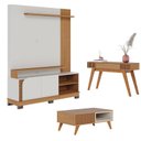 Ver imagem 1 de Estante Home Theater Jurerê 1.5 Off White Matte Freijó com Mesa de Centro Jeri Freijó Off White e Ap
