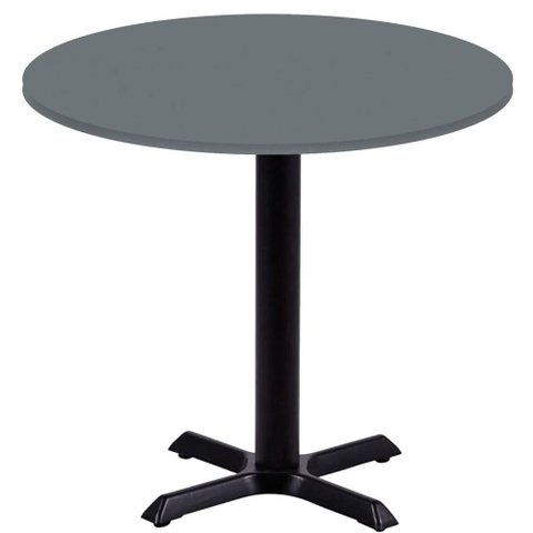Mesa Ômega Ferro Preto 74 Cm (alt) Base em X Tampo Mdp Redondo 70 Cm (larg) X 2,50 Cm (alt) Grafito