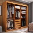 Ver imagem 3 de Guarda-roupa Casal 3 Portas de Correr 4 Gavetas Íris Yescasa