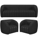 Ver imagem 1 de Kit Sofá 4 Lugares para Sala 252cm com 02 Poltronas Lazio M03 Corano Preto - Lyam Decor