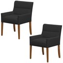 Ver imagem 1 de Kit 2 Cadeiras para Mesa de Jantar Angel Base Madeira Corano Preto - Nexta Casa