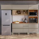 Ver imagem 2 de Cozinha Modulada Proença 4 Peças Balcão 120cm Nogueira Touch/nude Prime Tx com Tampo em Mdf -