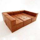 Ver imagem 1 de Sofá Modular King com Puff Bom Pastor Caramelo Veludo PU
