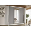 Ver imagem 1 de Guarda Roupa Casal 3 Portas de Correr (1 C/ Espelho) e 4 Gavetas Valência Branco/cinza - Politorno