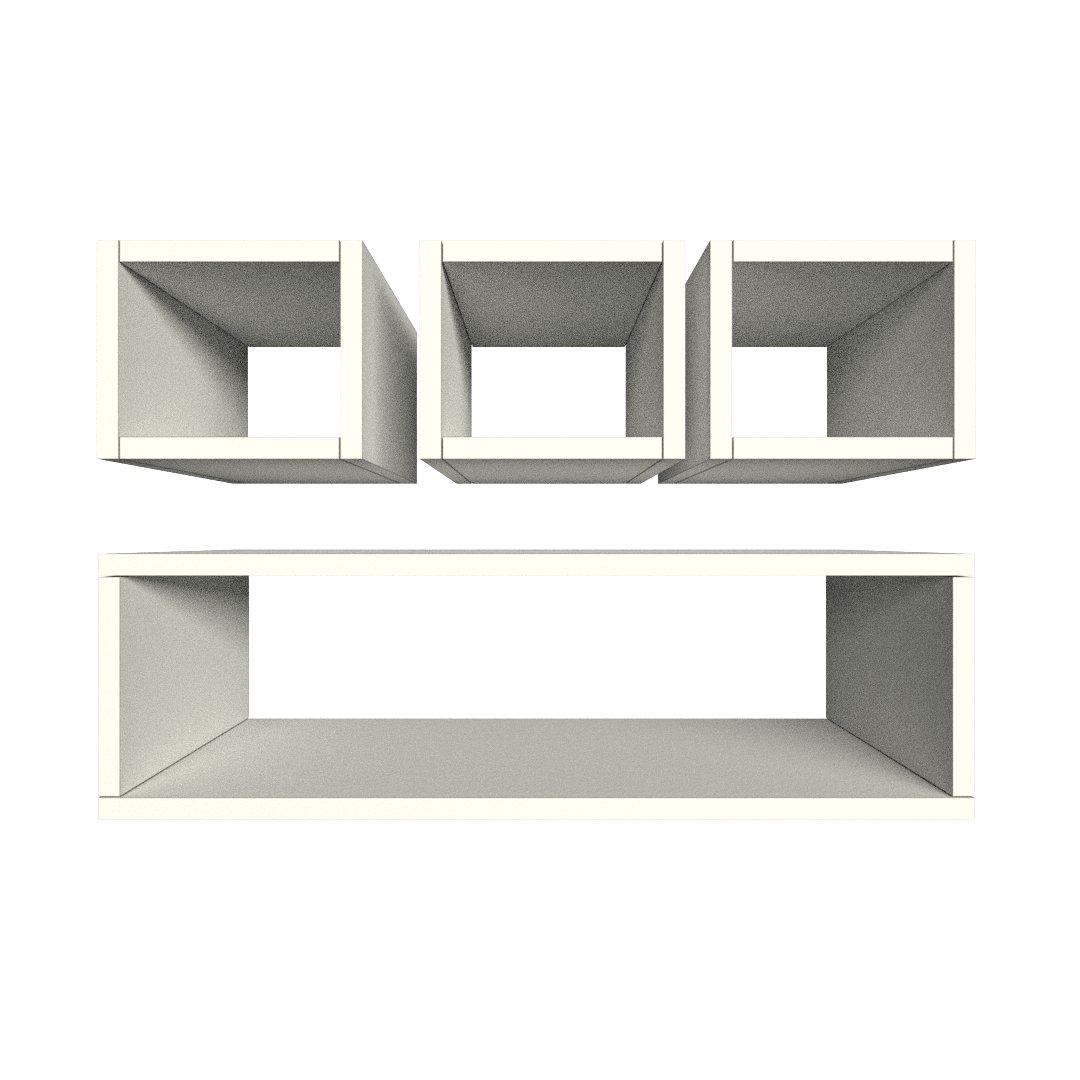 Kit 4 Nichos Decorativos P15cm Minimalista Branco Mdf Organizador Escritório Quarto Sala - Rufatto D - 4