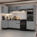 Ver imagem 1 de Armário de Cozinha Completa de Canto Suspenso 385cm Cinza Nice Madesa 01