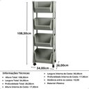 Ver imagem 5 de Carrinho Multiuso Organizador 4 Prateleiras em Plástico com Rodízio - Cinza