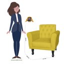 Ver imagem 5 de Poltrona Decorativa Classic Capitonê Suede Diversas Cores - DS Estofados - Amarelo