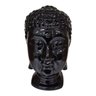 Escultura de Cabeça de Buda na Cor Preta, em Cerâmica Brilhante - 1