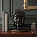 Ver imagem 2 de Escultura Cabeça de Buda Cerâmica Preto Brilhante 26,5cm Columbus Gold