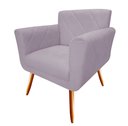 Ver imagem 3 de Kit Namoradeira + 2 Poltronas Decorativa Sabrina Suede Rosê Pés Madeira Mz Decor
