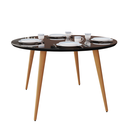Ver imagem 2 de Mesa de Jantar Redonda Compacta 4 Lugares Pés Palito e Tampo de Vidro Mdf