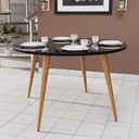 Ver imagem 1 de Mesa de Jantar Redonda Compacta 4 Lugares Pés Palito e Tampo de Vidro Mdf