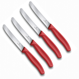 Kit 4 Facas Victorinox Swiss Classic - Lâmina Serrilhada Extremamente Afiada - 11 Cm - Vermelha - 6. - 3