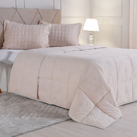 Edredom Casal Toque de Plumas 260 Fios New 180x220cm Tessi Marfim