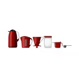 Kit Cafe Pratico Garrafa Suporte Açucareiro Verm 1l Unitermi - 3