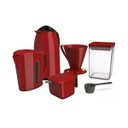 Ver imagem 2 de Kit Cafe Pratico Garrafa Suporte Açucareiro Verm 1l Unitermi