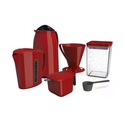 Kit Cafe Pratico Garrafa Suporte Açucareiro Verm 1l Unitermi - 2