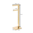 Ver imagem 6 de Papeleira Vertical Piso 1 Rolo Porta Papel Higiênico 50cm Banheiro Aço Inox Polido Dourado Linha Lar