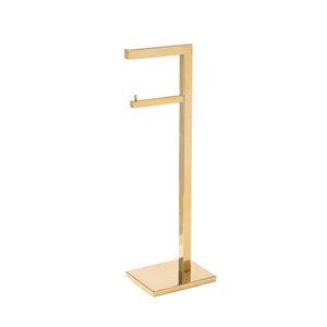Papeleira Vertical Piso 1 Rolo Porta Papel Higiênico 50cm Banheiro Aço Inox Polido Dourado Linha Lar