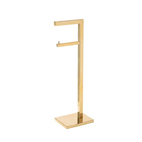 Papeleira Vertical Piso 1 Rolo Porta Papel Higiênico 50cm Banheiro Aço Inox Polido Dourado Linha Lar