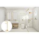 Ver imagem 3 de Papeleira Vertical Piso 1 Rolo Porta Papel Higiênico 50cm Banheiro Aço Inox Polido Dourado Linha Lar