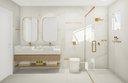 Ver imagem 4 de Papeleira Vertical Piso 1 Rolo Porta Papel Higiênico 50cm Banheiro Aço Inox Polido Dourado Linha Lar