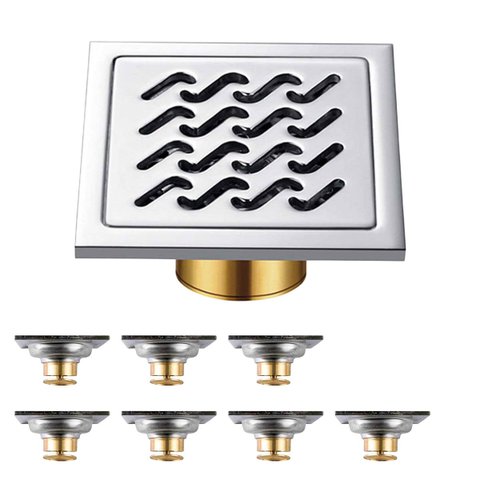 Ralo 10x10 de Aço Inox Banheiro Kit 7 Uni Lavabo Anti Odor Anti Inseto Resistente Higienico Seguro a
