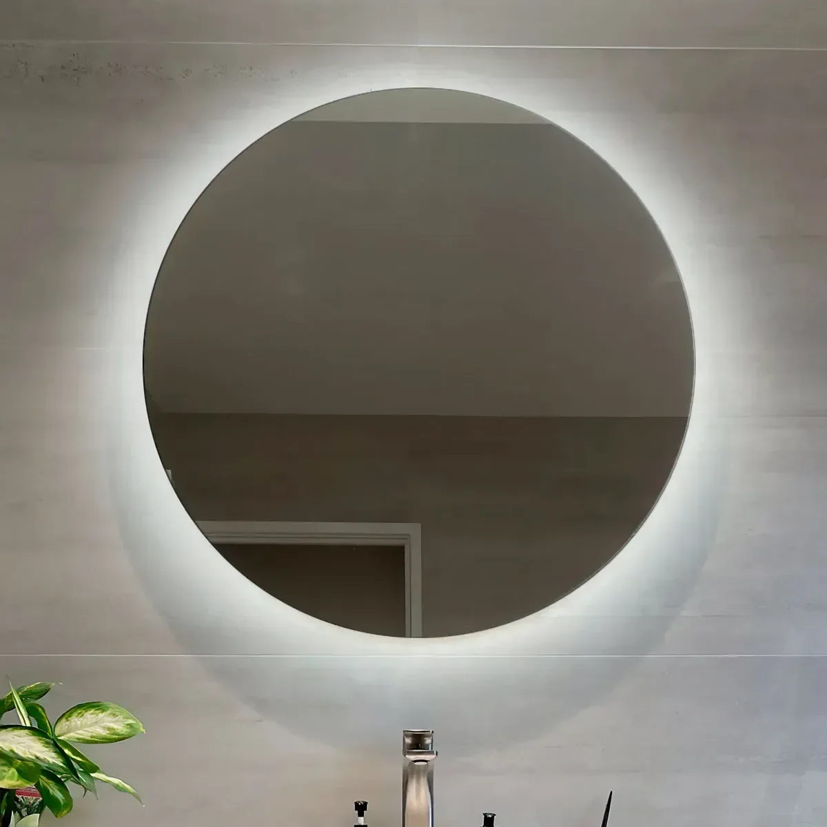 Espelho Banheiro Decorativo Led Redondo Iluminado Sala Quarto 60cm:led Frio